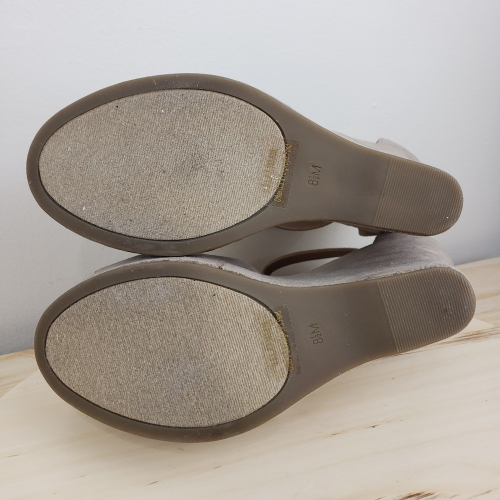 Guess Platform Wedge Heel Shoes Size 8.5M Ankle Strap Sandals Y2K Beige Gold - Picture 12 of 14